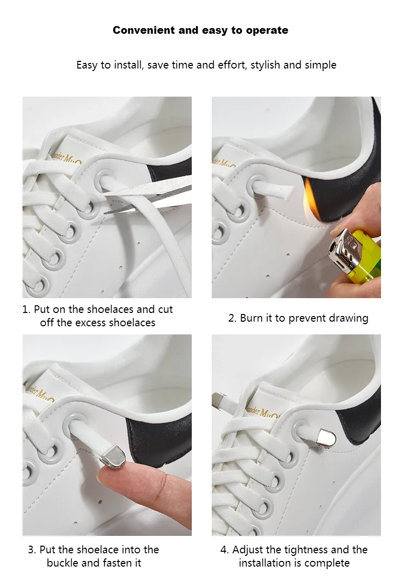 Kein Binden von Schnürsenkeln, elastische Schnürsenkel für Sneaker, flache Schnürsenkel ohne Binden für Kinder und Erwachsene, schnelle Schuhbänder aus Gummi für Schuhe. – Detail 10