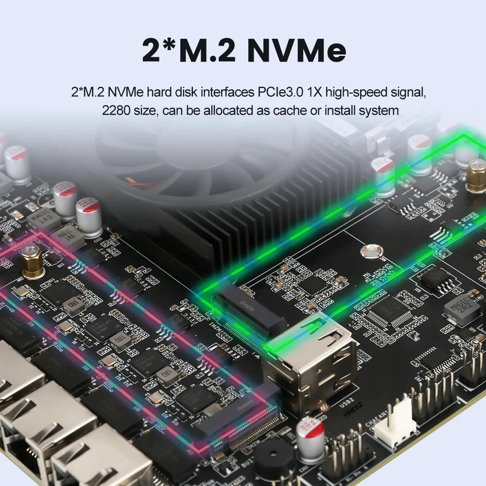 N6005 NAS Board Industrial Motherboard NAS Motherboards 4 Cores 4 Threads Processor 4x2.5G i226 Network 2 M.2 NVMe Slot 6xSATA