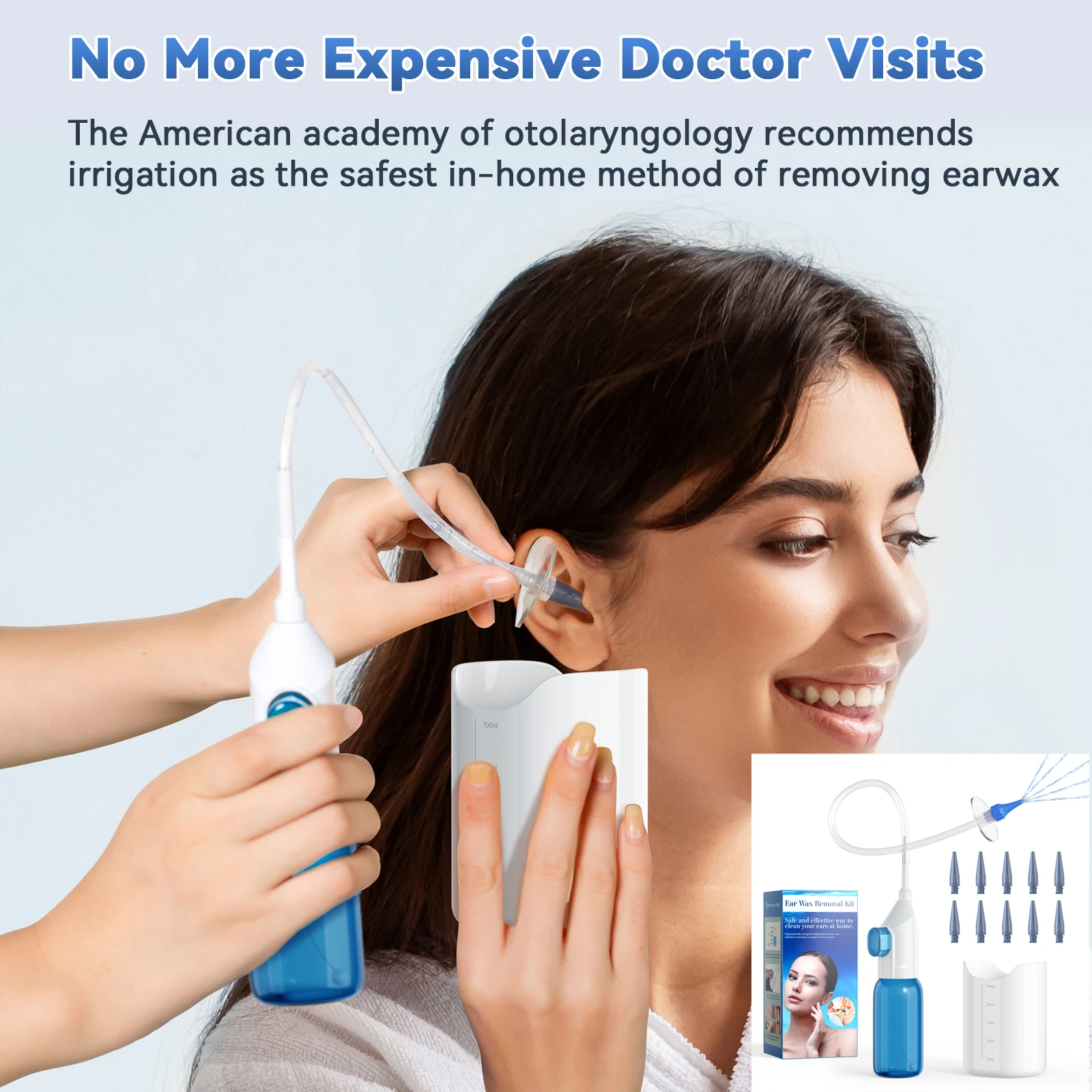 Kit Ear Cleaner Ear Wax Removal Manual Ear Irrigation Flushing System EarWax Clean Tool Safe and Effective Water Cleaner