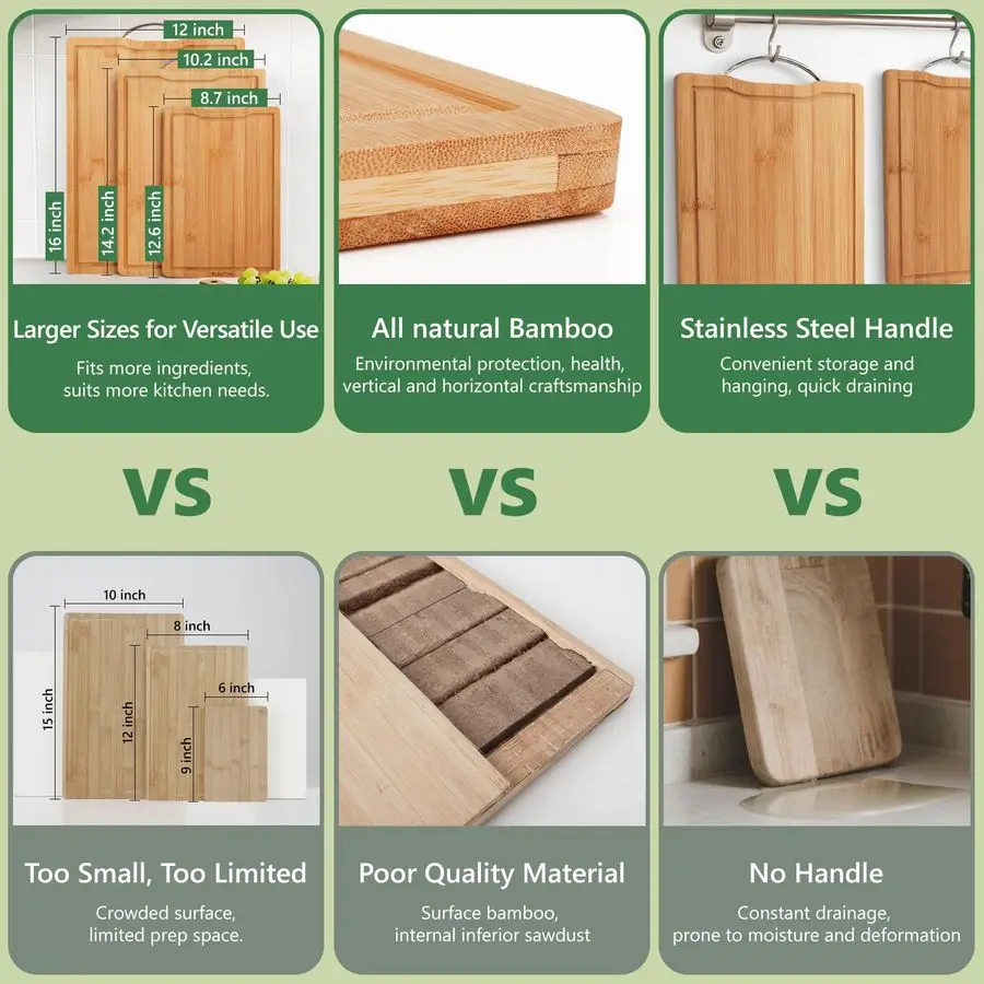 เขียงไม้สำหรับครัว พร้อมร่องรองน้ำผลไม้สองด้านและด้ามจับกว้าง เหมาะสำหรับชาร์กูเตอรีและช็อปปิ้ง