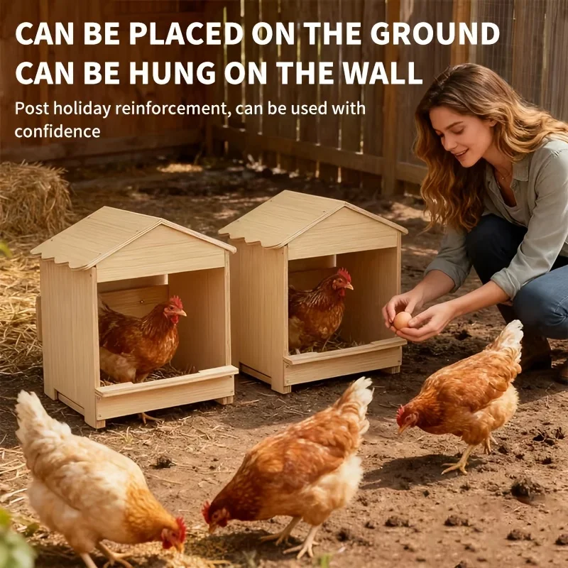 Wood Chicken Nesting Box Wall Mount & Floor Dual Use Hen Eggs Laying House Poultry Laying Nest for Backyard Chicken Farm Poultry