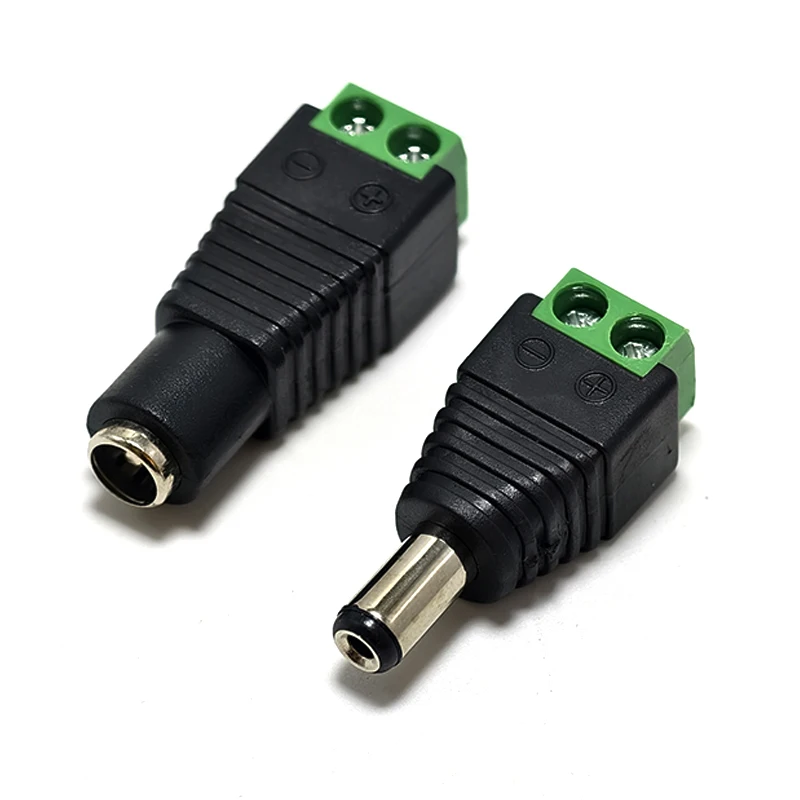 

DC 12V Male/Female Connectors 2.1*5.5mm Power Plug Adapter Jacks Sockets Connector For Signal Color LED Strip CCTV Camera