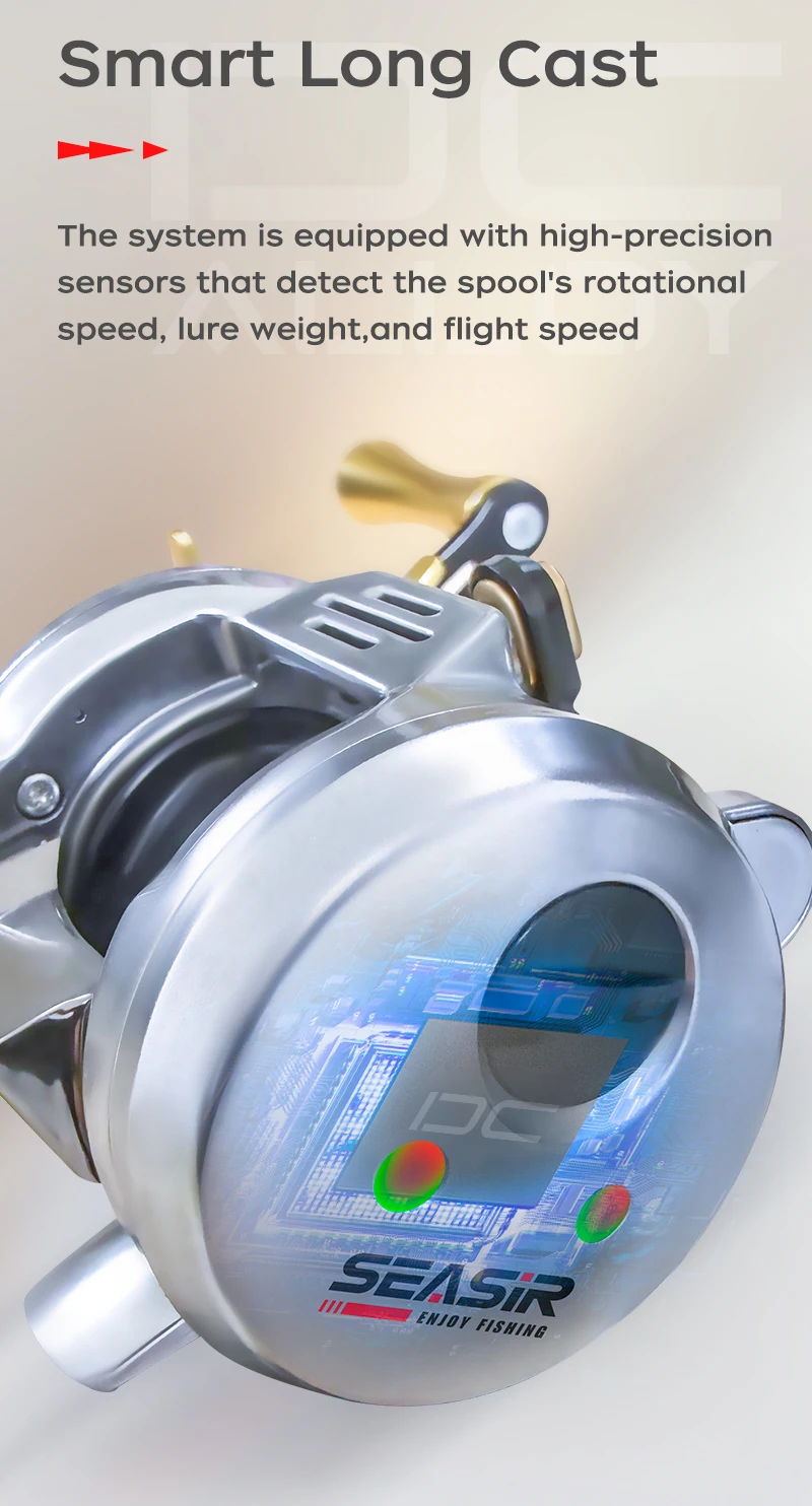 SEASIR DC Alloy Vollmetall-Rundrolle DC-Trommel Digitalsteuerung Ultraleicht 166g Salzwasser-Metallführung Baitcast-Angelrolle – Detail 5