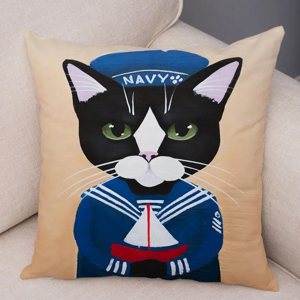 Pet Animal Pillowcase Cushion Cover Sofa Home Car Bedroom Cute Funny Cartoon Coffee Cat  Decoration One Side