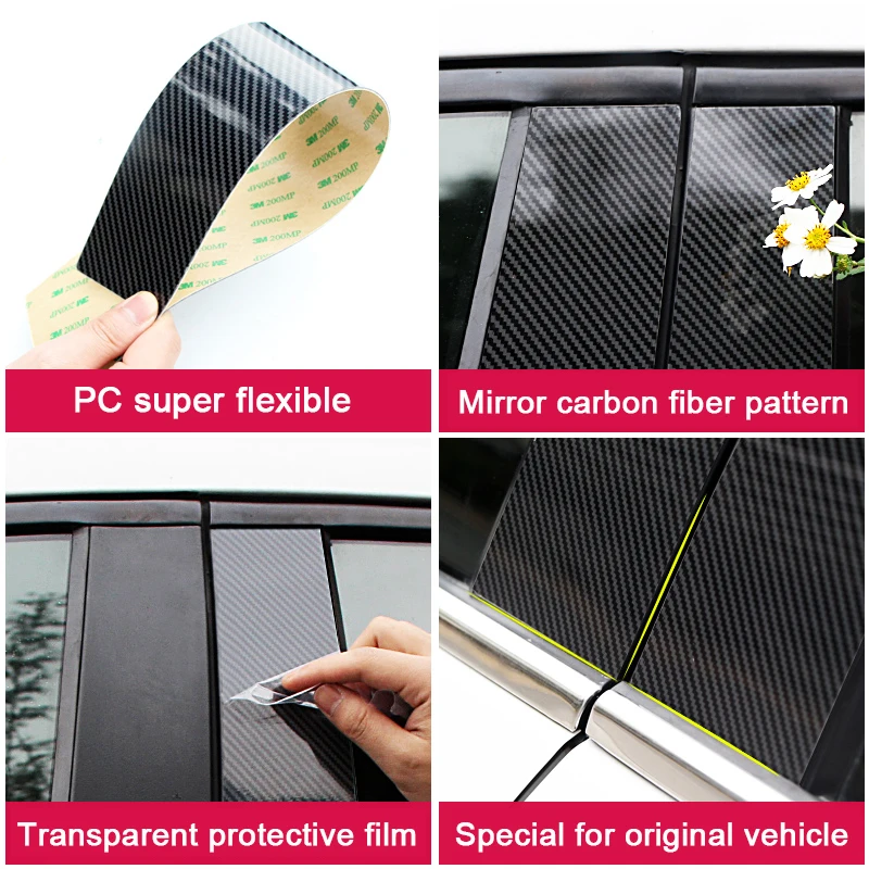 8PCS Car Window Center Pillar Sticker PVC Protect Trim Anti-Scratch Film For CHERY JAECOO J7 2023-2025 External Auto Accessory