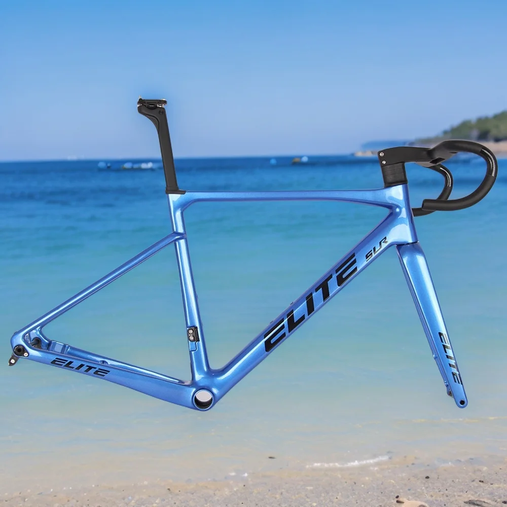 

ELITE 2025 Сверхлегкая карбоновая рама шоссейного велосипеда T47 с внутренней маршрутизацией 700*32c Дисковый тормоз Di2 Велосипедная карбоновая рама с рулем