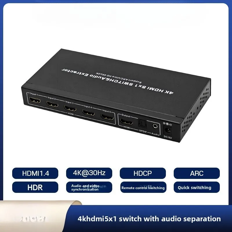 

Переключатель HDMI5 в 1, выход с аудиосепаратором Переключатель HDMI Селектор аудиосепаратора HDMI