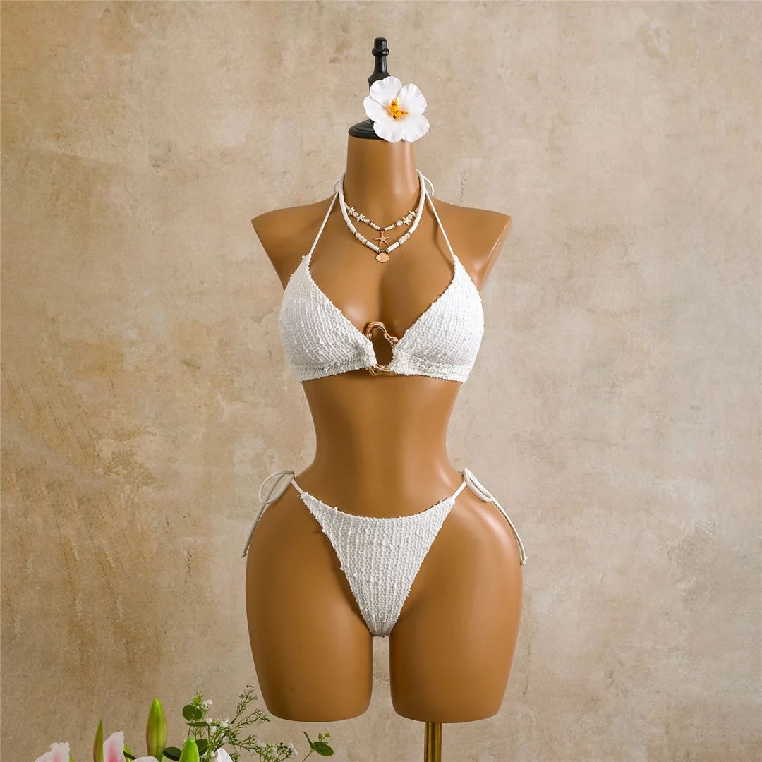 Sexy Neckholder-Bikini, Damen-Badeanzug, dreiteiliges Bikini-Set mit langärmeligem Kleid, Badeanzug, Badebekleidung, Schwimmanzug V7925C – Detail 22