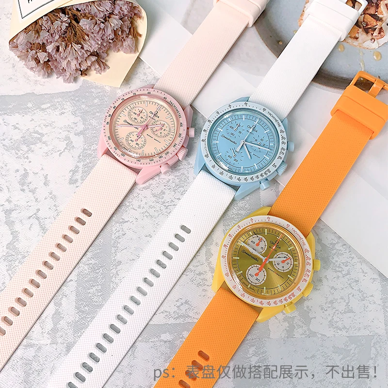 Correa Universal de goma para reloj inteligente Blancpain Omega x moonswatch, accesorio de repuesto colorido, 20 y 22mm