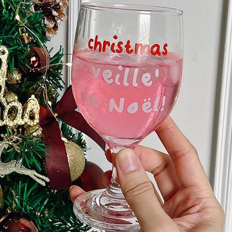 Wine Beer Foot - Vintage Harfler Baskılı Cam Kupalar Şeffaf