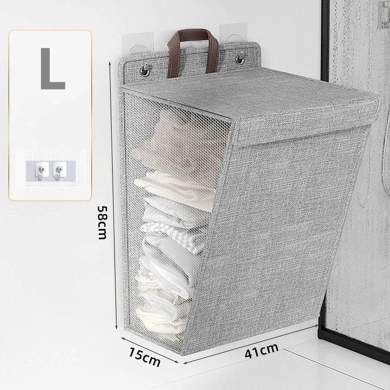 Foldable Hanging Dirty Laundry Basket Hamper Space-saving Large Waterproof Clothes Dolls Storage Bag for Bathroom Organizer