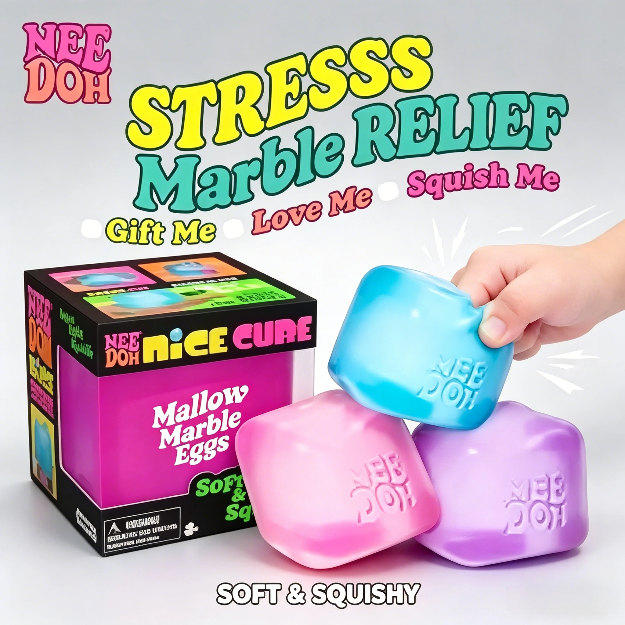 Cubo Sensorial Needoh Nice Cube, Herramienta Antiestrés para la Ansiedad y la Concentración, Cubo Sensorial de Escritorio para Adultos y Niños