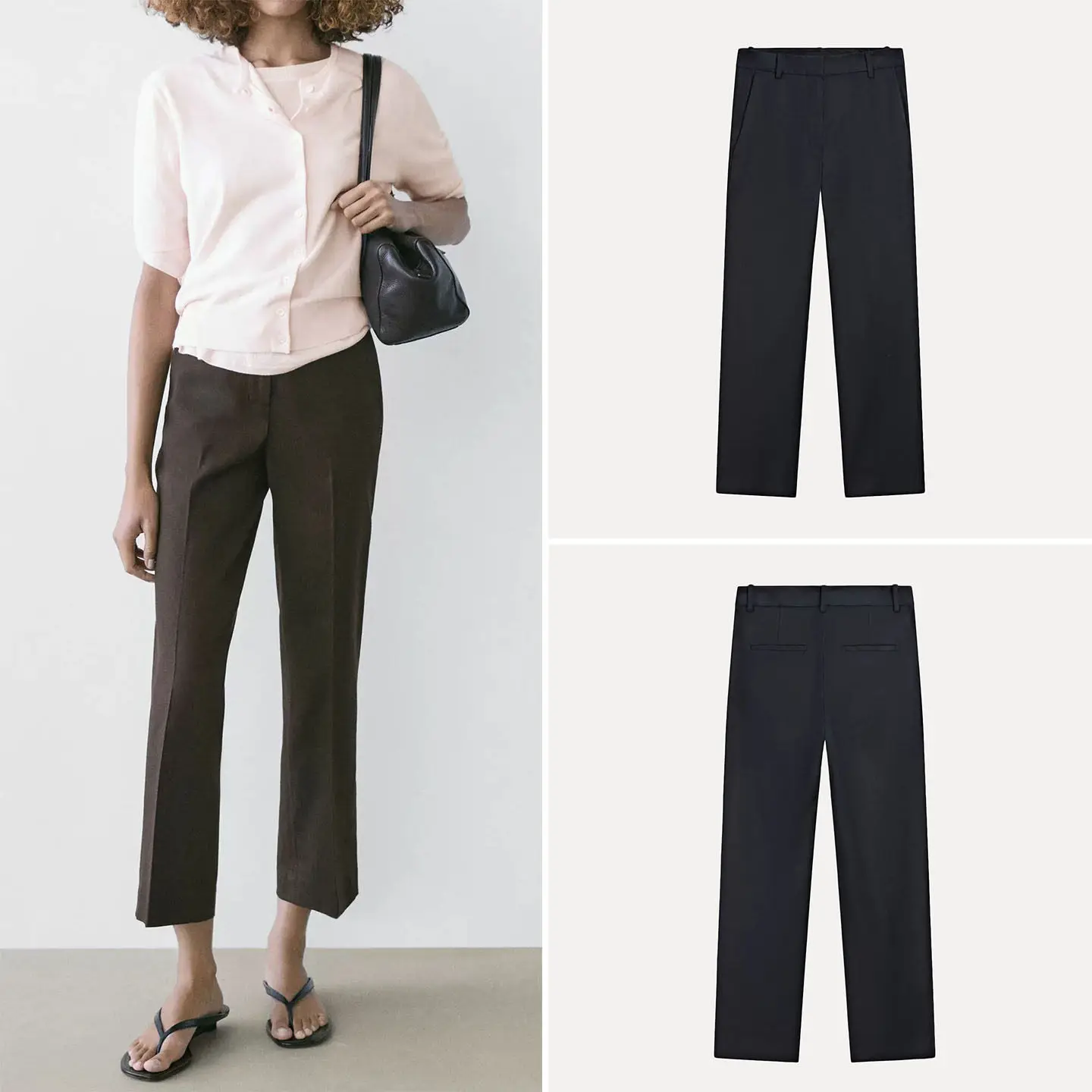 

Women's Casual Straight Leg Pants Pure Color Commuter Style Summer New Arrival ZADATA Brand Ladies Fashion Casual Trousers