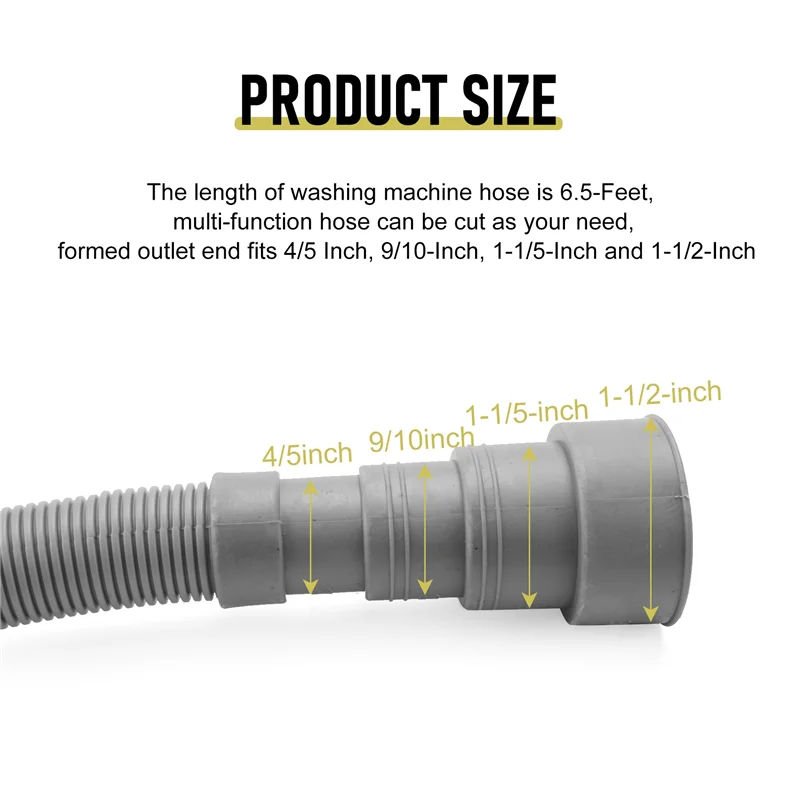 A23E-Drain Hose Extension Set Universal Washing Machine Hose 6.5Ft, Include Drain Hoses Hose Clamps