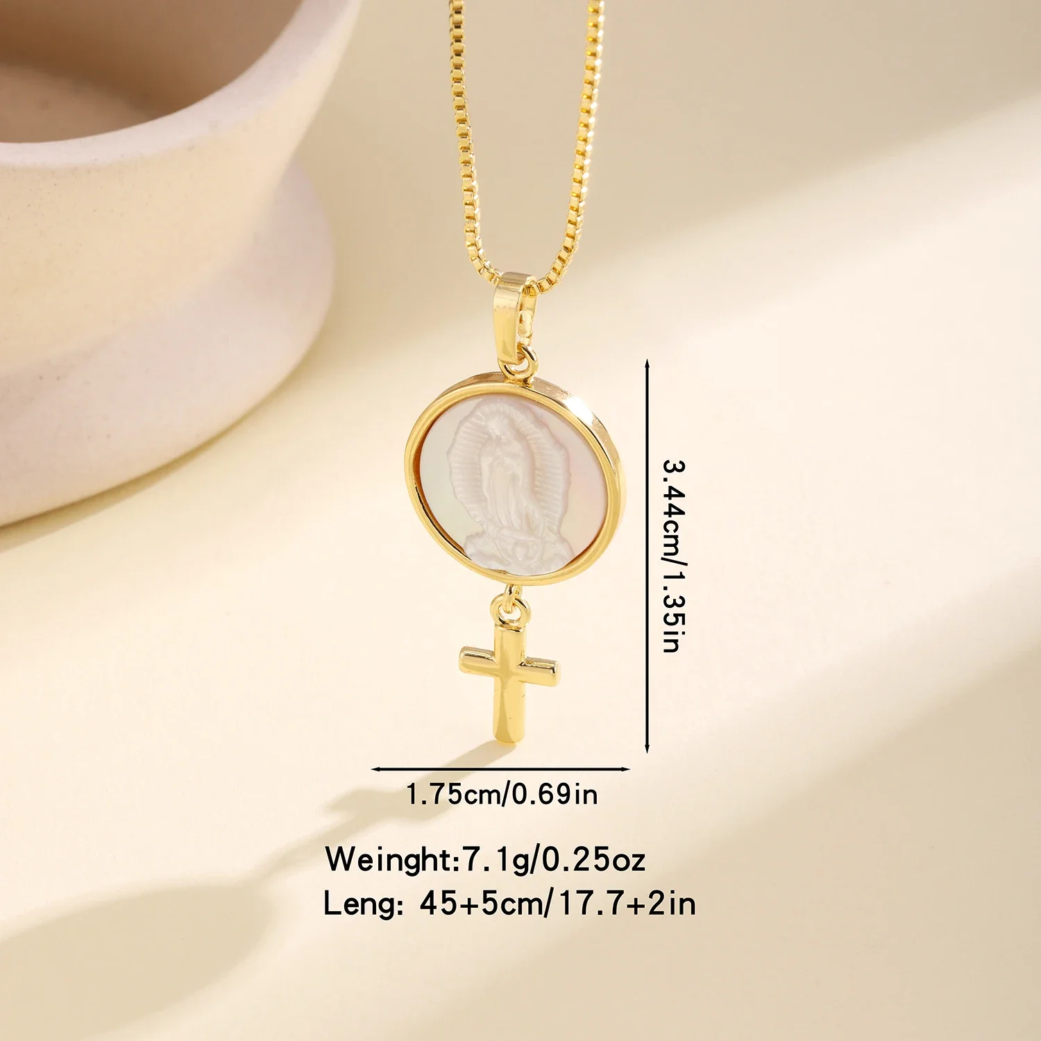 Nidin New Trendy Dainty Cross Virgin Mary St. Benedict Pendant Necklace For Women Catholic Religious Jewelry Mother's Day Gifts