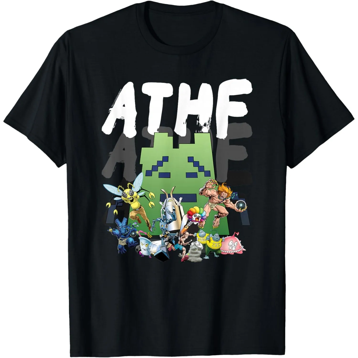 ATHF Extended Cast Character Collage Graphic T-Shirt Casual Short Sleeve Crew Neck Tee