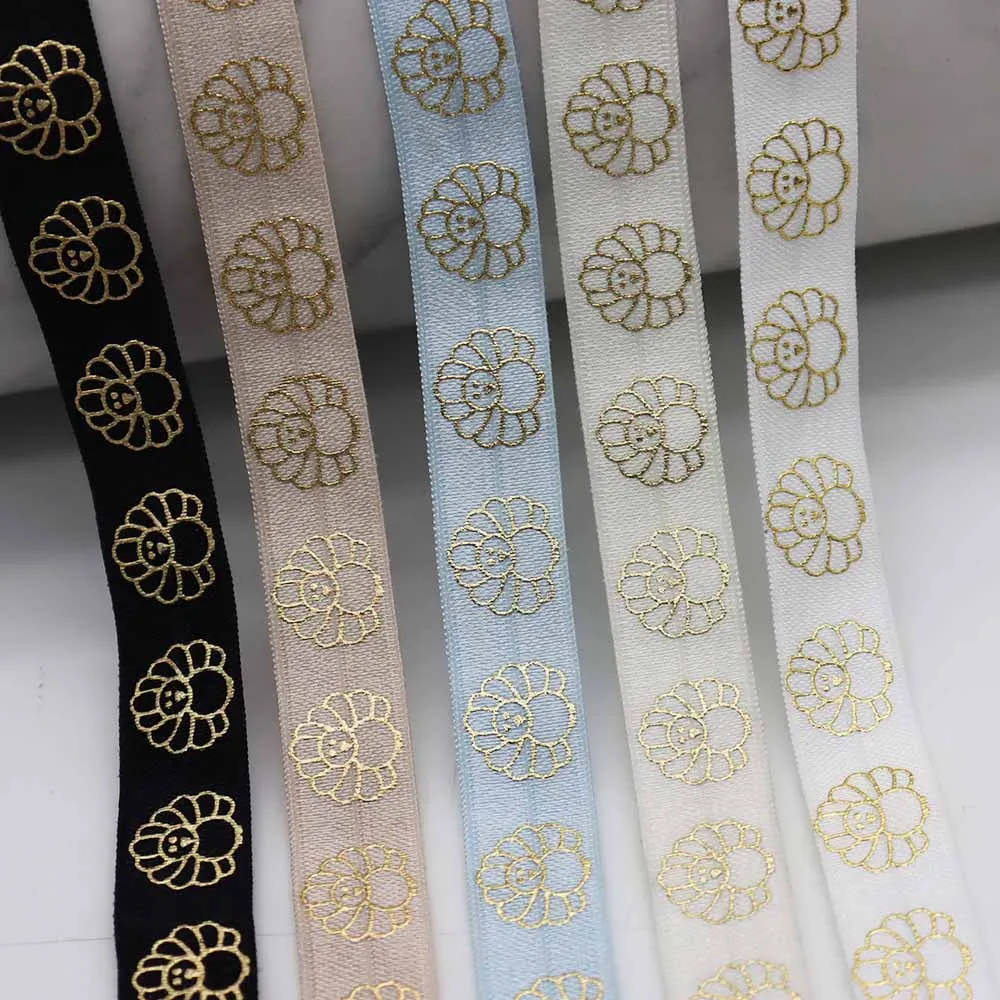 

Золотая фольга 5/8 дюйма, 15 мм, с принтом индейки, складная эластичная лента для конского хвоста, держатель, браслет, аксессуары для волос