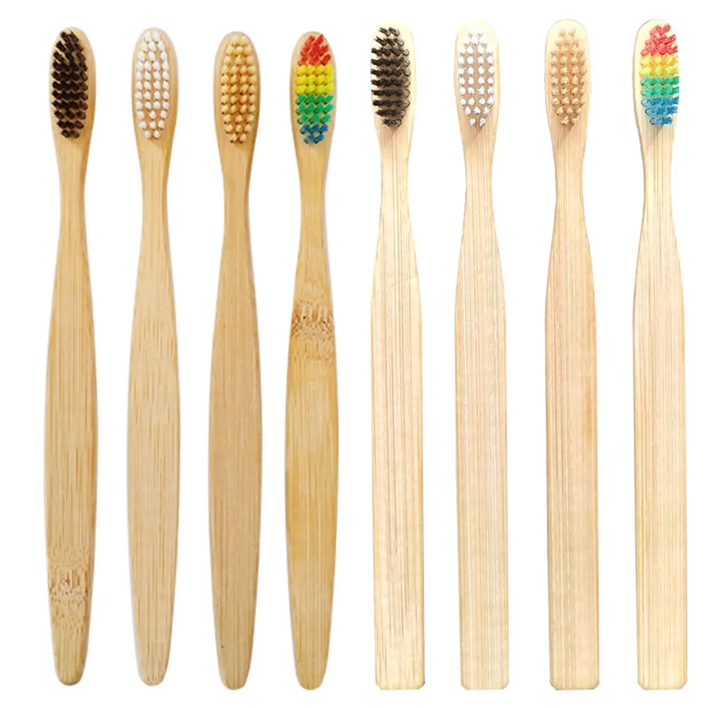 20Pcs Eco-Friendly Bamboo Toothbrushes Long Handle Color Bristle Toothbrush Perfect Gift Daily Oral Care Healthy Teeth