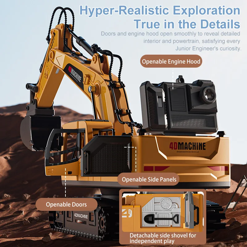 新しい 2.4 グラム 12CH リモートコントロールショベルカー RC モデルカーのおもちゃプロフェッショナル合金プラスチックシミュレーション建設車両子供のギフト