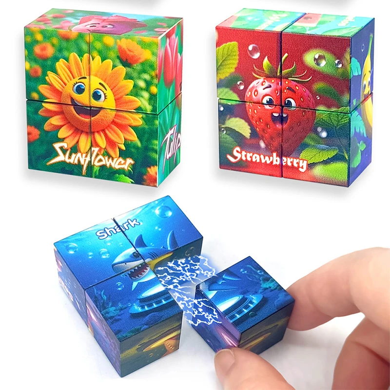 Creative DIY Puzzle Assembly Magnetic Block Jigsaw Block Toys Decompression Magnetic Suction of 2cm Large Particles Holiday Gift