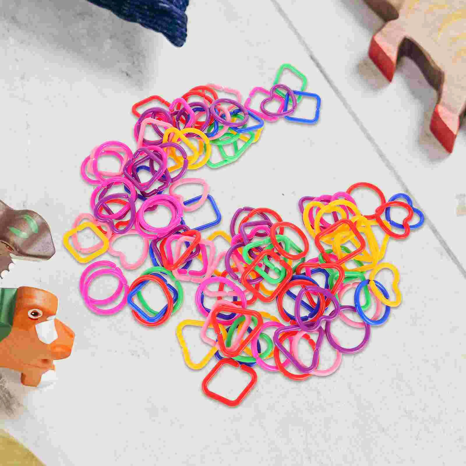 100 Pcs Geometric Buckle Chain Baby Toy Clips Shapes for Classroom Children Toys Vitality Links Connecting Rings for Classroom