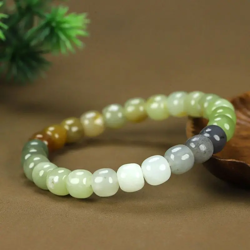 Hetian Multi-Precious , Old-Shaped , Women'S Lucky Bead , Jade Bracelet