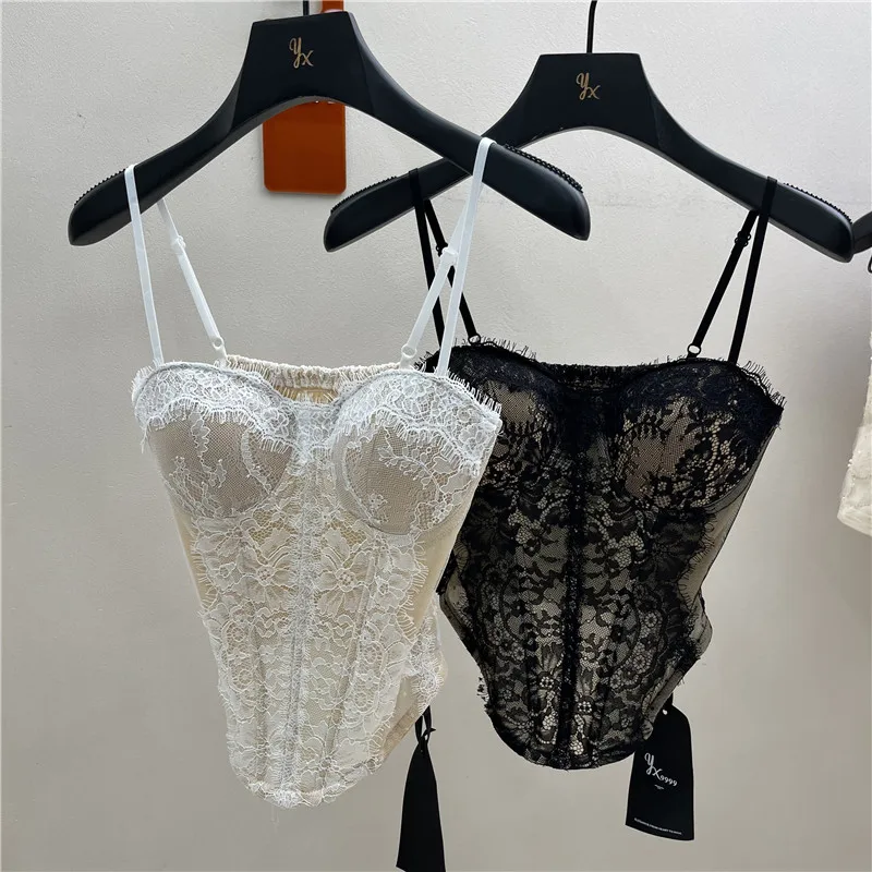 

Женский укороченный топ Pure Desire Fibone с кружевными бретелями, весна 2026, сексуальный, облегающий, соблазнительный, универсальный, дышащий