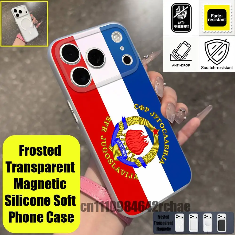For iPhone 12,16,11,14,13,17,15,Pro,Max,Plus,E,Air,Mini Wireless Magnetic Clear Yugoslav Yugoslavia Passport Flag Phone Case