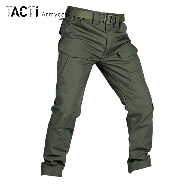 

2024 Casual Tactical Men Pants Splashproof Multi Pockets Cargo Pant Wear-Resisting Men's Trousers Outdoor Workwear Casual Pants