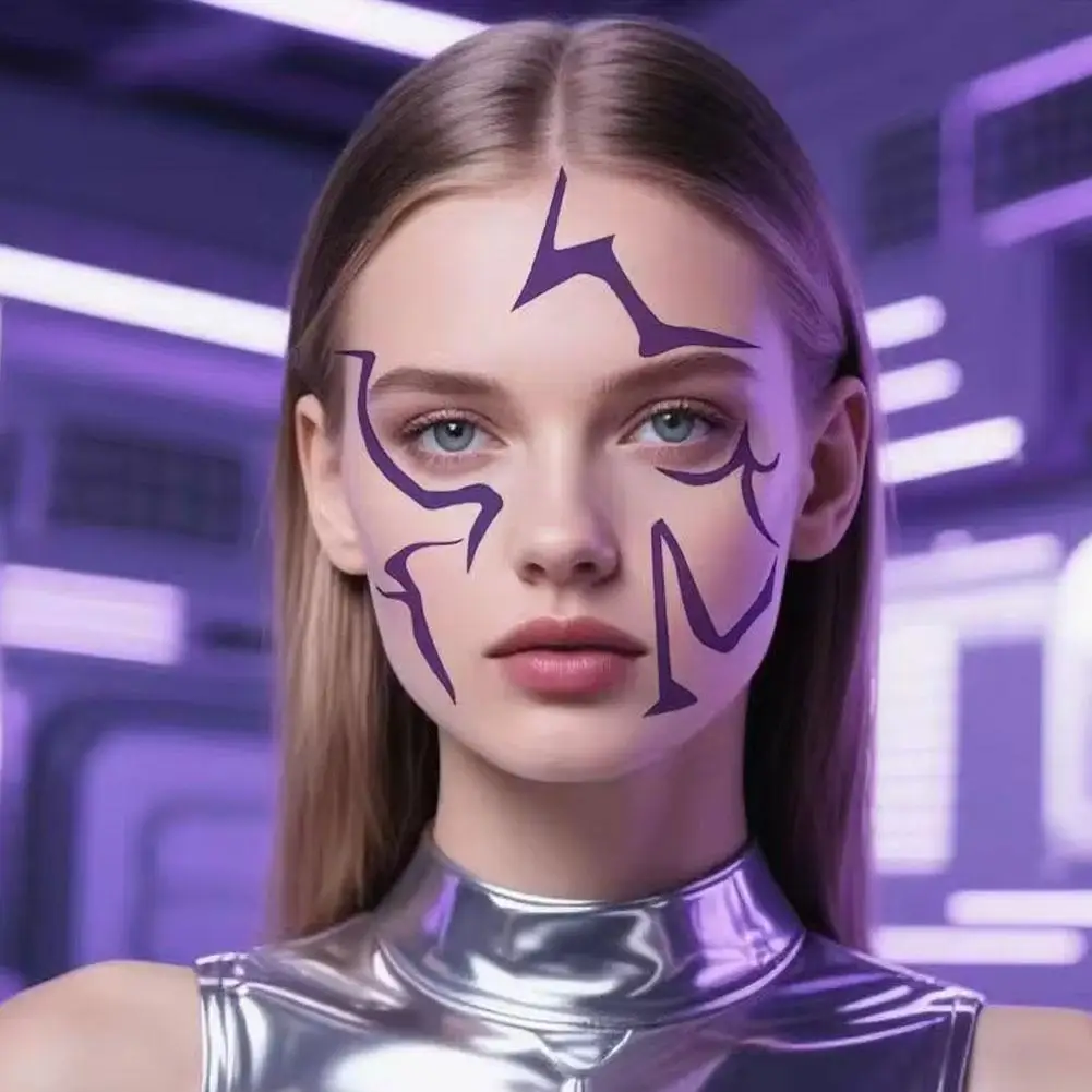 Halloween bruja caza grupo cara tatuaje pegatinas Rumii Cosplay relámpago demonio cazador impermeable duradero maquillaje cara pegatinas