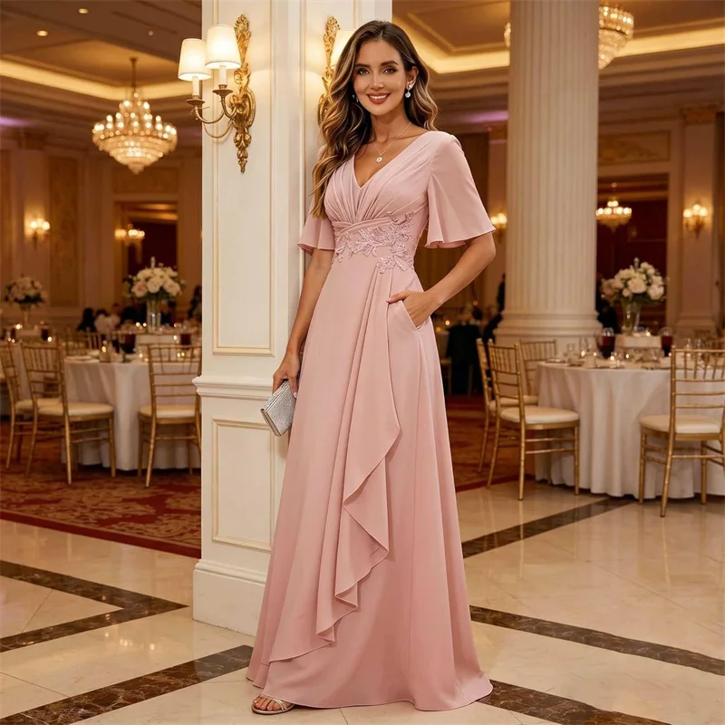 a-line-chiffon-lace-pleat-v-neck-evening-bridesmaid-dresses-wedding-party-formal-prom-birthday-cocktail-floor-length-corset