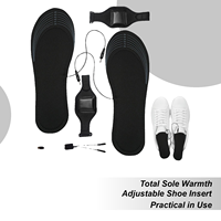 USB Heated Insoles Cuttable Thermal Shoe Inserts for Outdoor Sports Camping, 4000mah Rechargeable Battery Pouch Soft Mesh