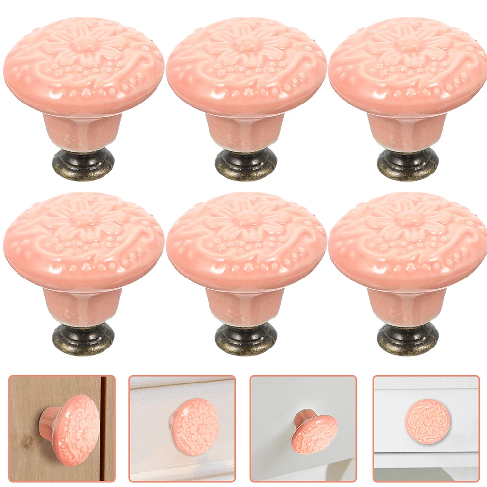 

10 Pcs Cabinet Door Handle Vintage Knobs Ceramic Pattern Pull Ceramics Retro Drawer Kitchen