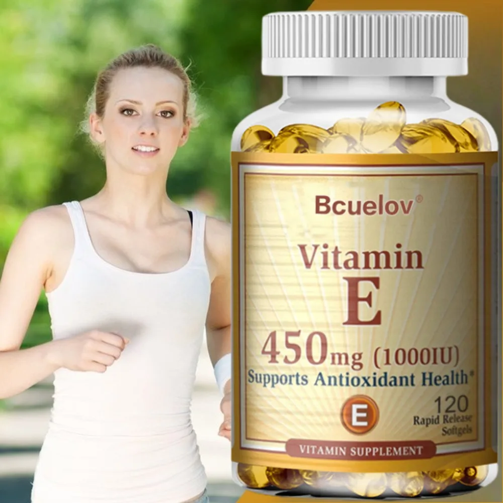 

Vitamin E 1000IU Capsules - Supports Skin, Cardiovascular Health, Boosts Immunity, Anti-aging, Skin Health