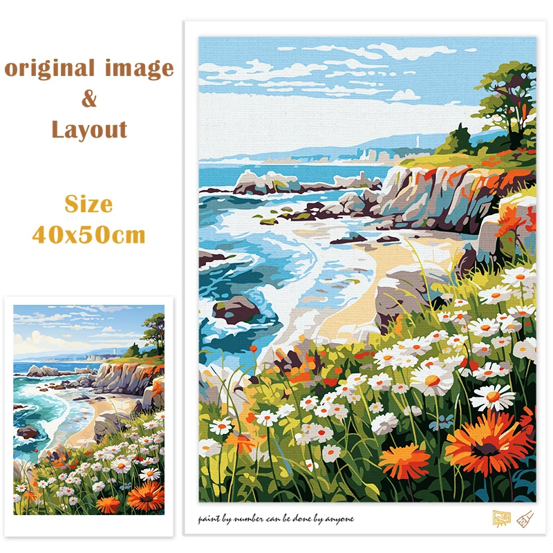 GATYZTORY Diy Painting By Numbers Kits For Adults Piano On Canvas Landscape Flower Picture On Numbers Handmade For Home Decors