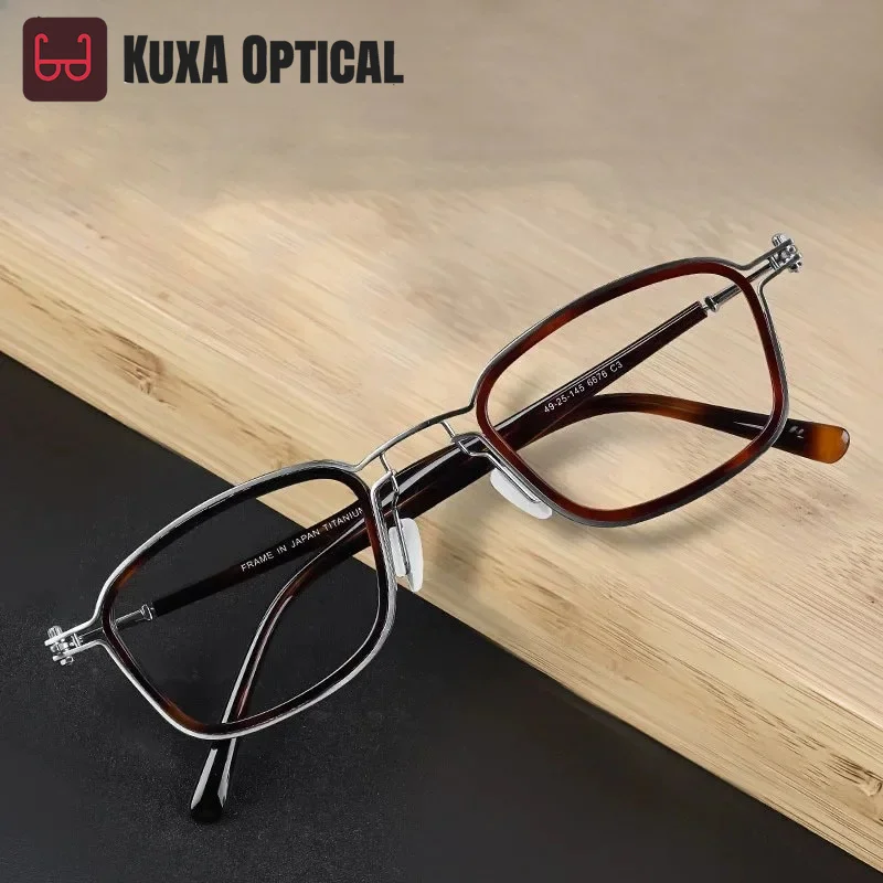 XUKA Vintage More Masculine Style Glasses  Acetate Titanium Optical Myopia Goggles Frames Frame Japanese Handmade