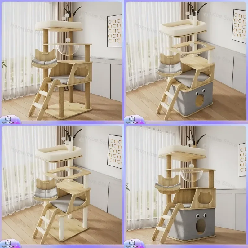 arbre-a-chat-en-bois-massif-structure-d'escalade-multi-niveaux-avec-nid-en-forme-de-capsule-griffoir-en-sisal-plateforme-de-saut-et-etagere-meuble