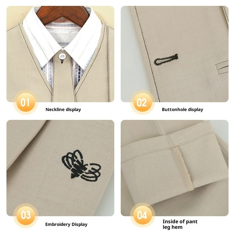 Teen Boys Summer Vest Shorts Suit Set with Striped Shirt Tie Kids Casual Formal Performance Outfit Letter Print 3 Colors 4-12Y