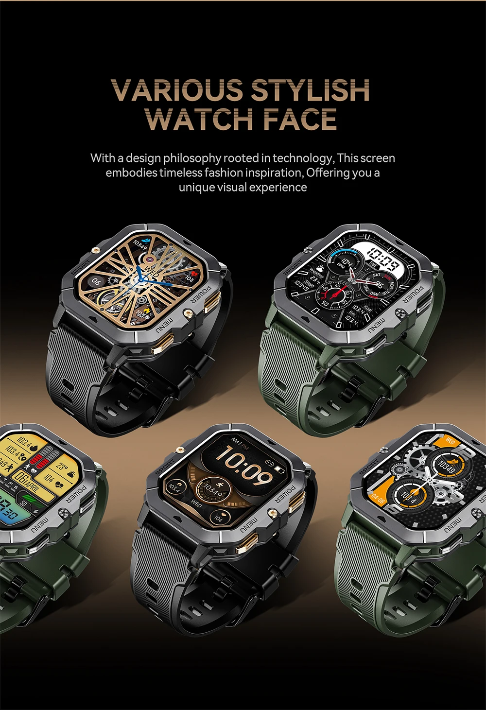 CUBOT C28 Wasserdichte Intelligente Uhr Männer 2,02 Zoll Fitness Tracker Sport Handgelenk Smartwatch Für Android IOS Bluetooth Anruf – Detail 16