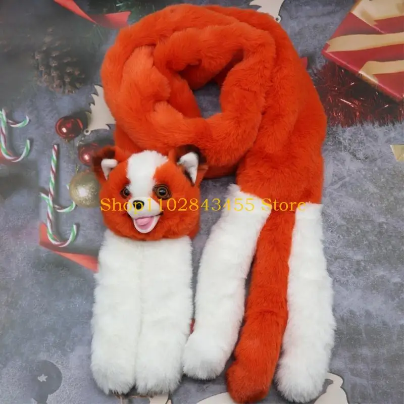 49MC وشاح شتوي لطيف من القطيفة مع ديكور الباندا للفتيات والنساء شال سميك دافئ ومقاوم للرياح