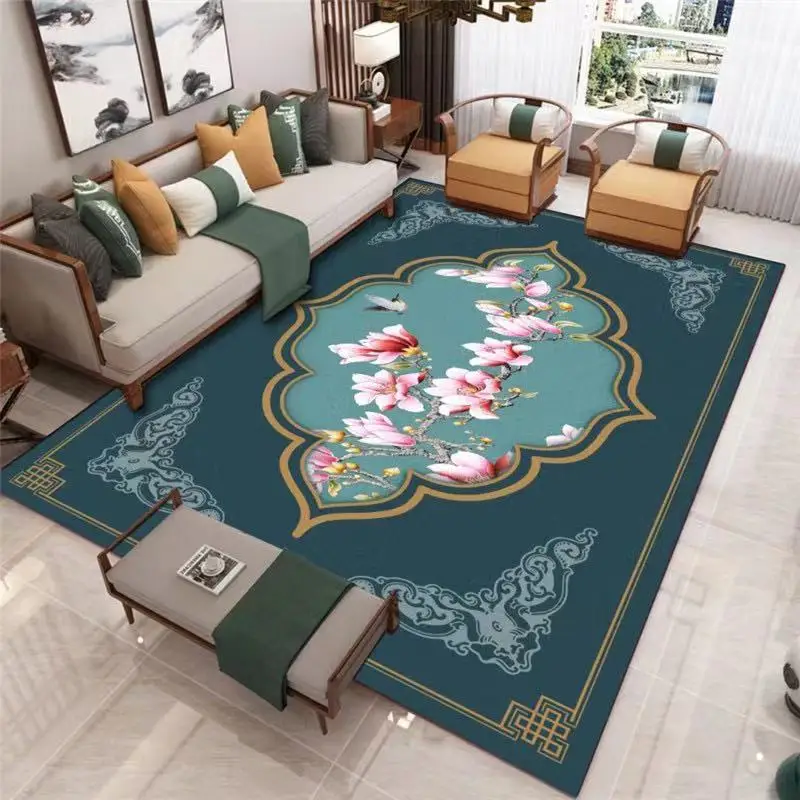 New Chinese Crystal Velvet Carpet Living room coffee table mat Simple light luxury European Chinese sand rugs bed blanket