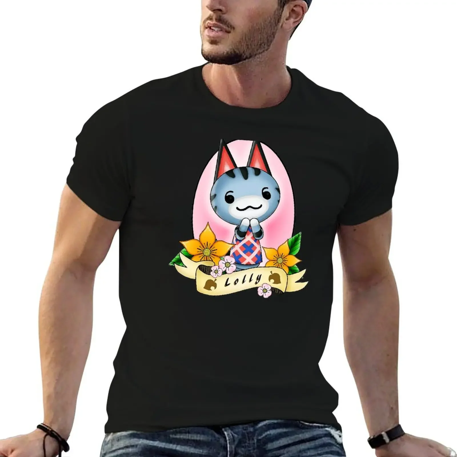 lolly cat cartoon art T-Shirt kawaii clothes tops mens tall t shirts