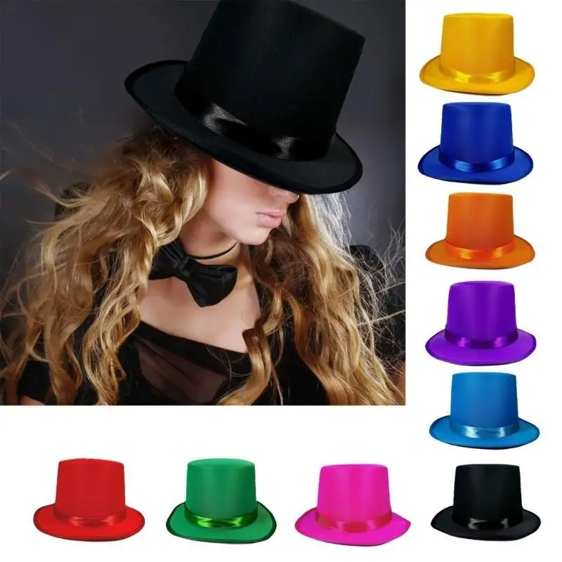 31BB Bright Color Hat Adult Roleplay Fedoras Hat Party Headwear Halloween Costume Hat