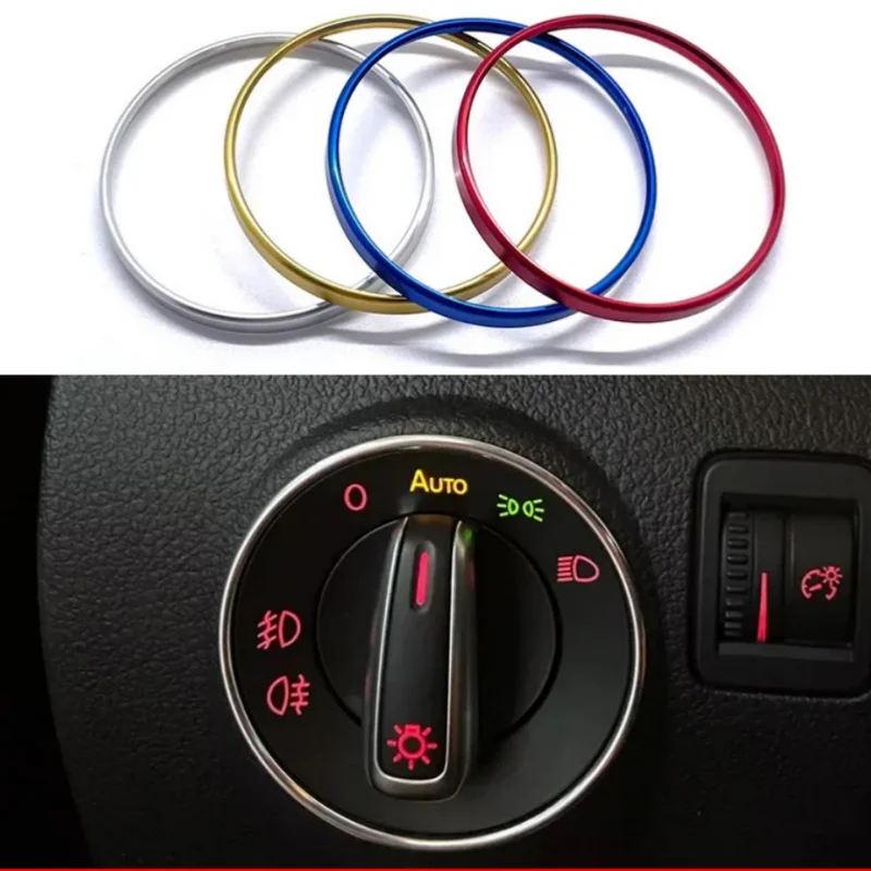 Car Headlight Switch Decorative Frame Trim Ring Sticker Fit for Volkswagen VW Golf Jett MK5 MK6 Passat B6 B7 CC Touran Tiguan