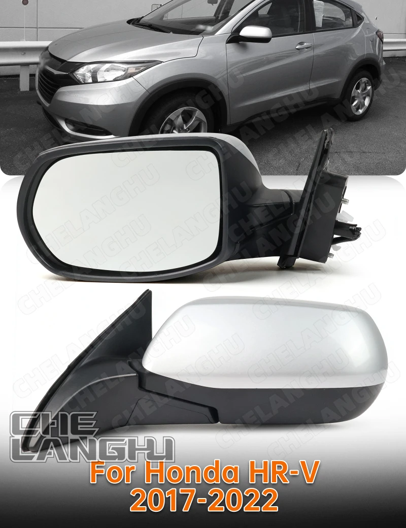 Silver-grey 3PIN Front Door Mirror Glass For Honda HR-V 2017 2018 2019 2020 2021 2022 Car US Version Rearview Mirror Assembly