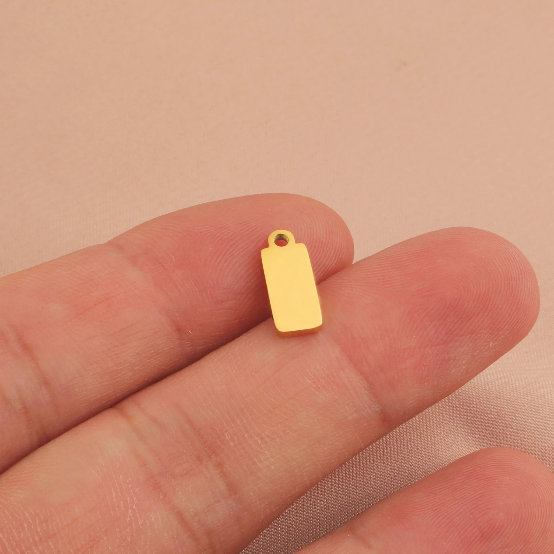 Fnixtar 20pcs/lot Stainless Steel Small Rectangle DIY Pendant Charms Necklace Bracelet Accessories Jewelry Making Gift