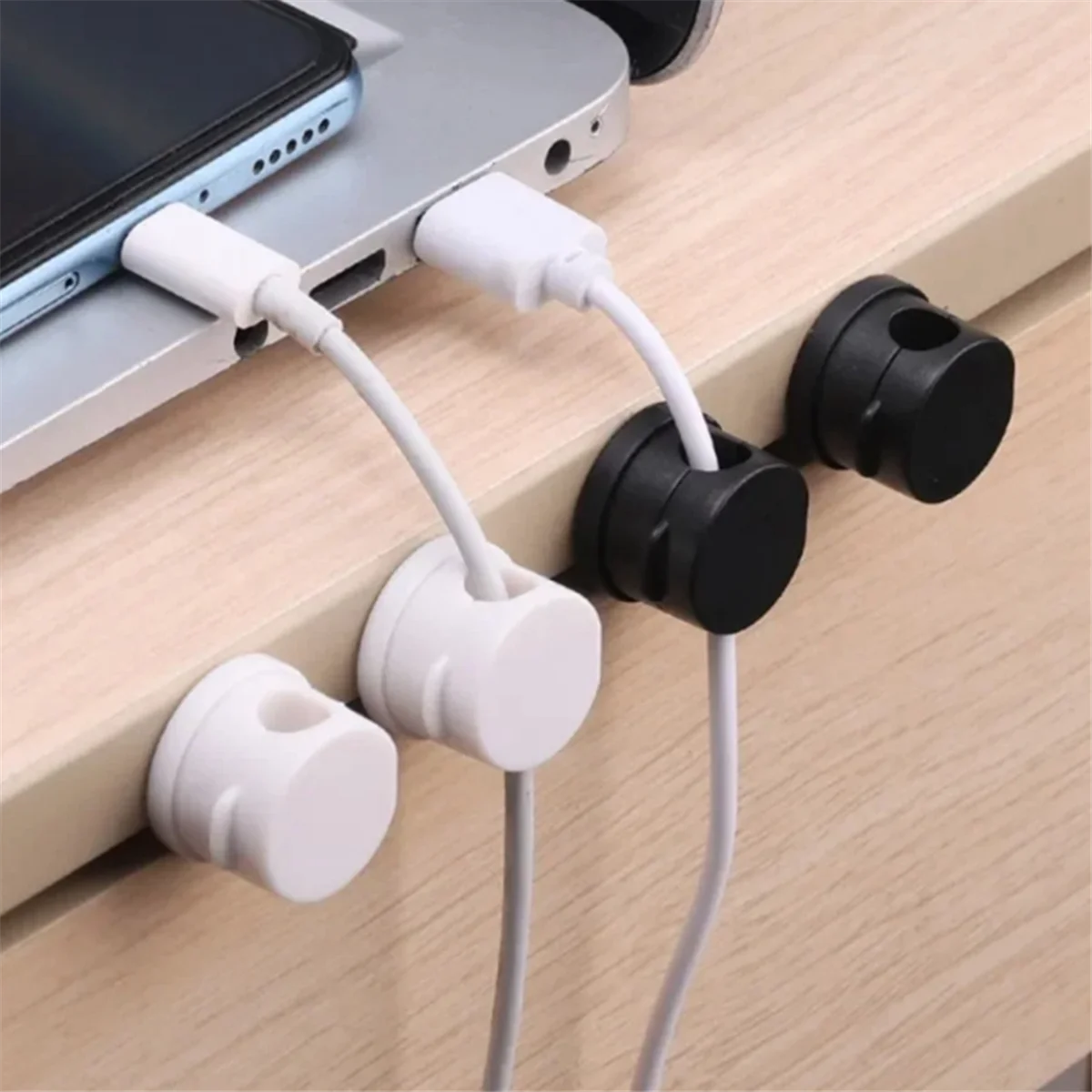 AA98 12pcs Magnetic Cable Clip Adjustable Rotatable Cord Holder Under Desk Cable Wire Clamps Home Office Cables Clip
