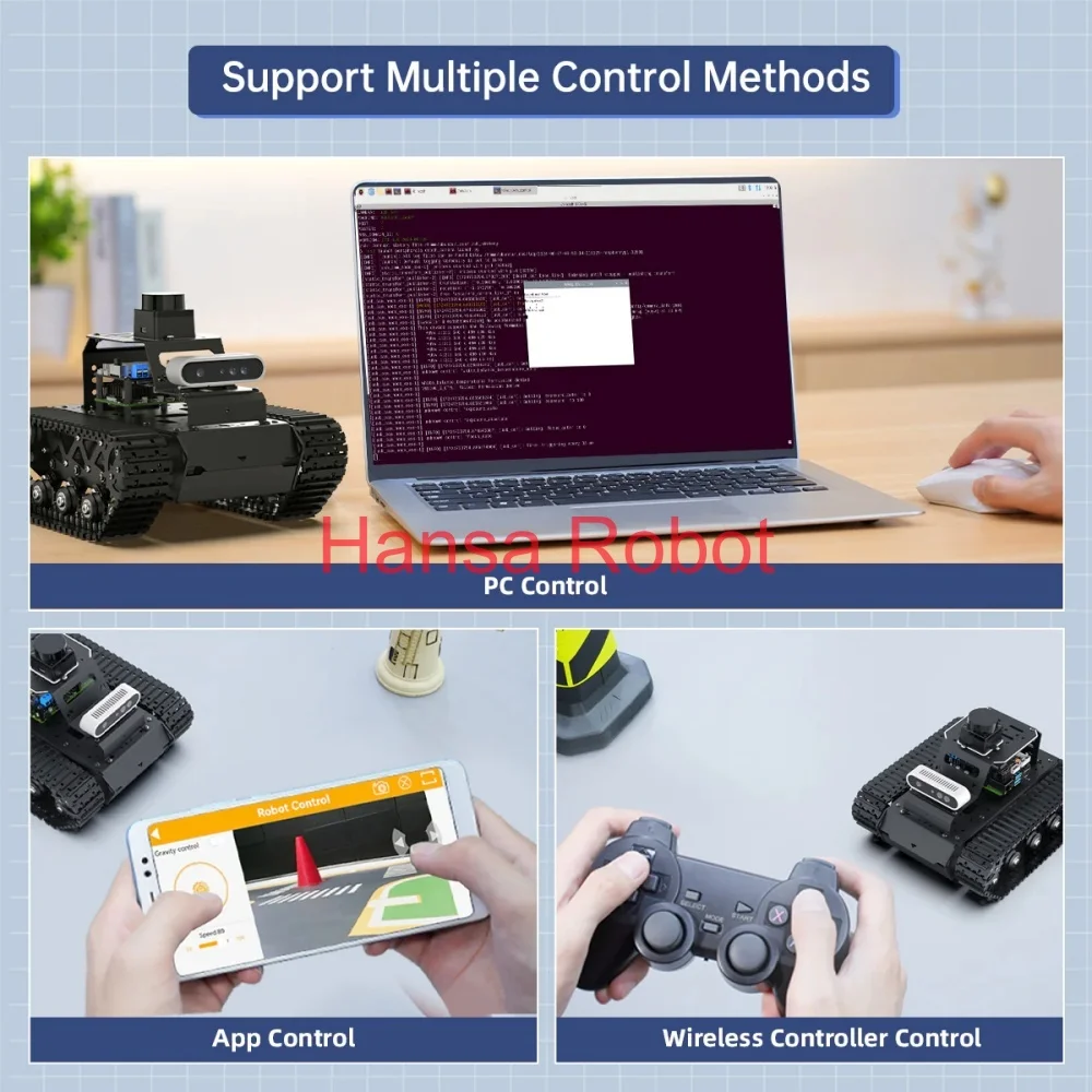 Raspberry Pi 5 ROS หุ่นยนต์ระบบกันสะเทือนรถยนต์อัจฉริยะติดตามแชสซี SLAM Visual AI รุ่นขนาดใหญ่