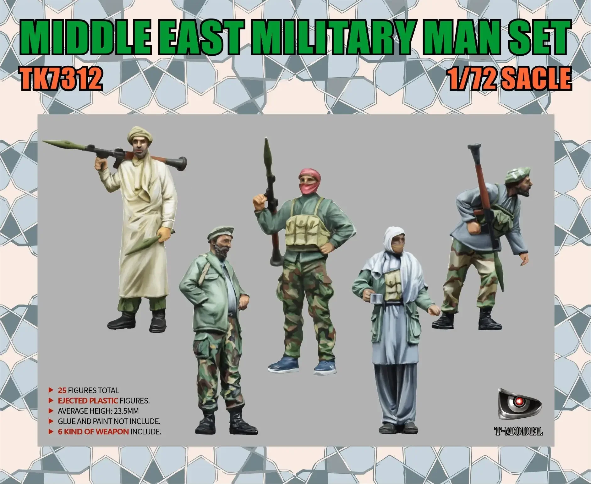 T-MODEL TK7312 1/72 Scale Middle East Military Man Set Model Kit