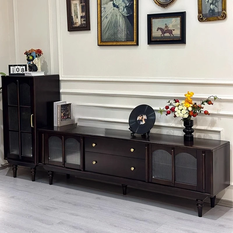 

French pure solid wood bookcase side cabinet locker combination